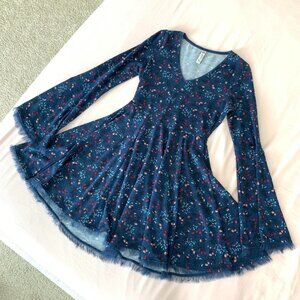 Navy Blue Foral Dress - M